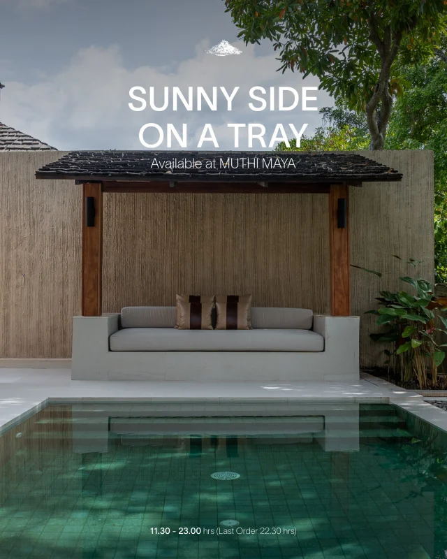 Sunny side on a tray — an all-day treat 🍝🥗

In-villa dining set made for relaxing afternoons surrounded by the peaceful nature of Khao Yai 🌿💦 
Whether you’re floating in the pool, lounging under the sun, or simply savoring quiet time together, every bite is made to complement your perfect villa getaway. 

• Mixed Green Salad
• Choice of Pasta & Sauce
• Choice of Pizza
• 2 Italian Soda Selections

📍 Available at MUTHI MAYA
 💸 THB 1,200++ / Set
 ⏰ Daily from 11:30 – 23:00 hrs

📞 For reservations or more information 044-426-000

#MUTHIMAYA #Kirimayakhaoyai #SUNNYSIDEONATRAY #Summerlover