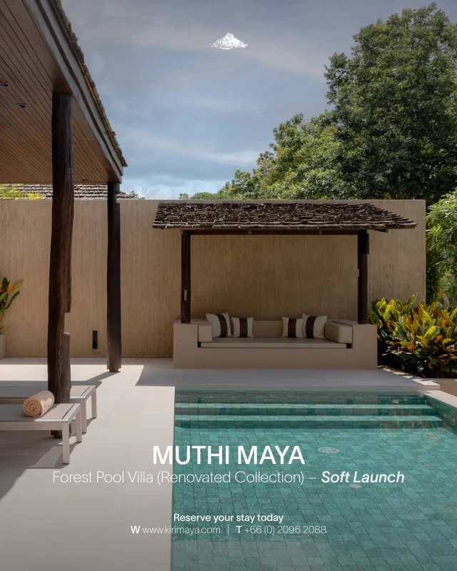 Experience MUTHI MAYA Forest Pool Villa (Renovated Collection) – Soft Launch✨

🌅Thoughtfully re-imagined and surrounded by nature, our Pool Villa offers an exclusive retreat where privacy, comfort, and relaxation come naturally. Designed with every detail in mind, it provides a serene escape where every moment feels peaceful and effortless🌳

🌿Highlights 
• Newly renovated 164 sq.m. private villa
• Exclusive pool villa experience with a nature-surrounded daybed
• Refreshed interiors featuring warm wood finishes and modern comforts
• Spacious bedroom with direct access to the private pool
• Floor-to-ceiling glass doors connecting indoor and outdoor living
• Peaceful setting surrounded by lush greenery

🚪Starting from THB 11,000

📞For more information, please contact Reservations Department at 02 096 2088 ext.1 (Operating hours 8:30 – 17:30)

Soft Launch Notice : MUTHI MAYA Forest Pool Villa is currently in its soft launch phase. Selected areas of the resort are undergoing enhancement works as we continue to elevate the guest experience.

#MUTHIMAYAForestPoolVilla #KirimayaKhaoYai #LuxuryRetreat #PoolVilla