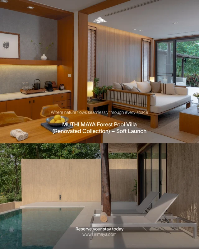 ค้นพบช่วงเวลาแห่งความผ่อนคลาย ในบรรยากาศที่ออกแบบเพื่อการพักผ่อน MUTHI MAYA Forest Pool Villa (Renovated Collection) 

เมื่อธรรมชาติและการออกแบบมาบรรจบกัน เกิดเป็นพื้นที่พักผ่อนส่วนตัวที่ให้คุณได้หยุดพัก เติมพลัง และใช้เวลาอย่างเต็มที่ในบรรยากาศที่เงียบสงบ🍃พูลวิลล่าโฉมใหม่ได้รับการปรับเปลี่ยนเพื่อสร้างประสบการณ์การเข้าพักที่สมบูรณ์แบบยิ่งขึ้น ด้วยดีไซน์อบอุ่น พื้นที่เปิดโล่งรับแสงธรรมชาติ และวิวสีเขียวที่อยู่รอบตัว

🌙Escape to nature. Embrace the serenity ค้นพบช่วงเวลาแห่งความสงบที่ MUTHI MAYA Forest Pool Villa

📞สอบถามข้อมูลเพิ่มเติมหรือสำรองห้องพัก โทร. 02 096 2088 ต่อ 1 (เวลา 08.30–17.30 น.)

⛅️Reserve your stay today www.kirimaya.com/resorts/muthimaya/

ประกาศช่วง Soft Launch:  MUTHI MAYA Forest Pool Villa อยู่ระหว่างช่วงเปิดให้บริการแบบ Soft Launch โดยบางพื้นที่ภายในรีสอร์ตอาจอยู่ระหว่างการปรับปรุงเพิ่มเติม เพื่อมอบประสบการณ์การเข้าพักที่ดียิ่งขึ้น และสร้างความประทับใจในทุกช่วงเวลาของการเข้าพัก 

#MUTHIMAYAForestPoolVilla #KirimayaKhaoYai #LuxuryRetreat #PoolVilla #KhaoYai #MUTHIMAYAForestPoolVillaRenovatedCollection