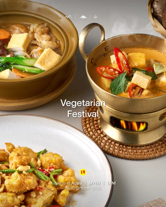 Kirimaya Khao Yai Vegetarian Harvest 🥦💛

Celebrate the Vegetarian Festival with the natural goodness of Khao Yai, where locally sourced ingredients, wholesome flavours, and authentic Thai culinary traditions come together in every dish

🌿Acala Restaurant
• Khao Yai Sweet Corn Som Tam (Vegan)
• Braised Rice Noodles with Tofu in Gravy (Vegan)

🌿MYTH Restaurant
• Pizza Marinara
• Baked Zucchini Rollatini

🌿TANI Restaurant
• Avocado Rolls
• Tofu Yakisoba

🗓️ Now – 18 Oct 26
📍Acala | MYTH | TANI
📱For more information or reservations, please call 044-426-000

#MYTHRestaurant #AcalaRestaurant #TaniRestaurant #Kirimayakhaoyai #VegetarianFestival